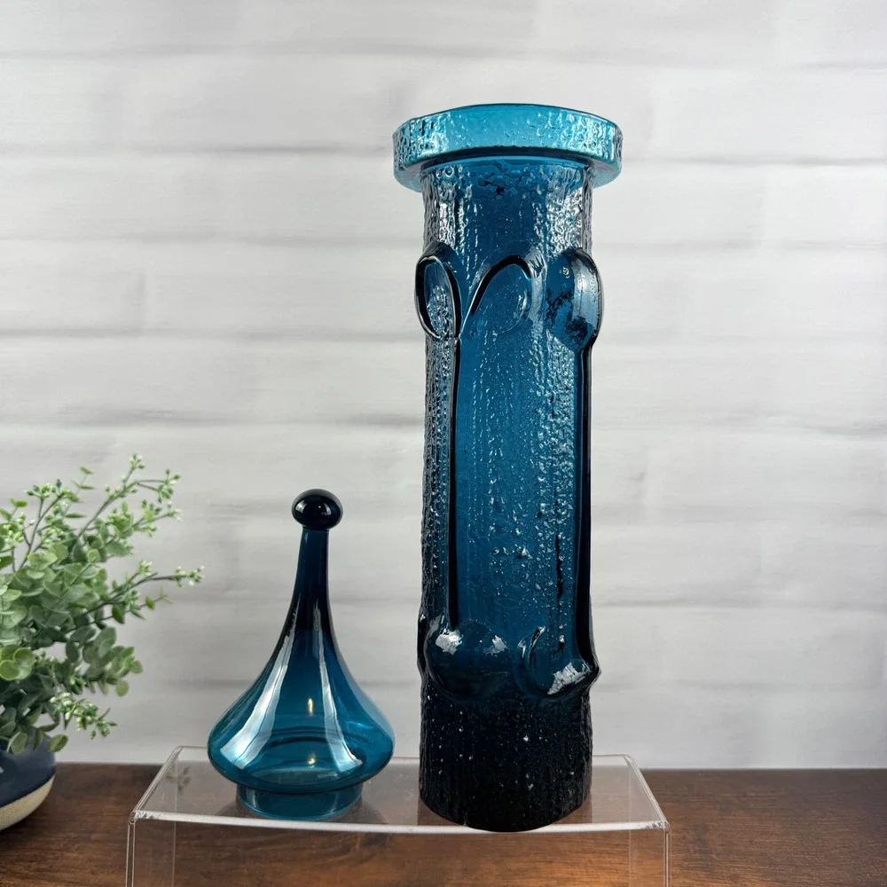 Wayne Husted Stelvia Antiqua Large Blue Glass Apothecary Jar Italy 1960s